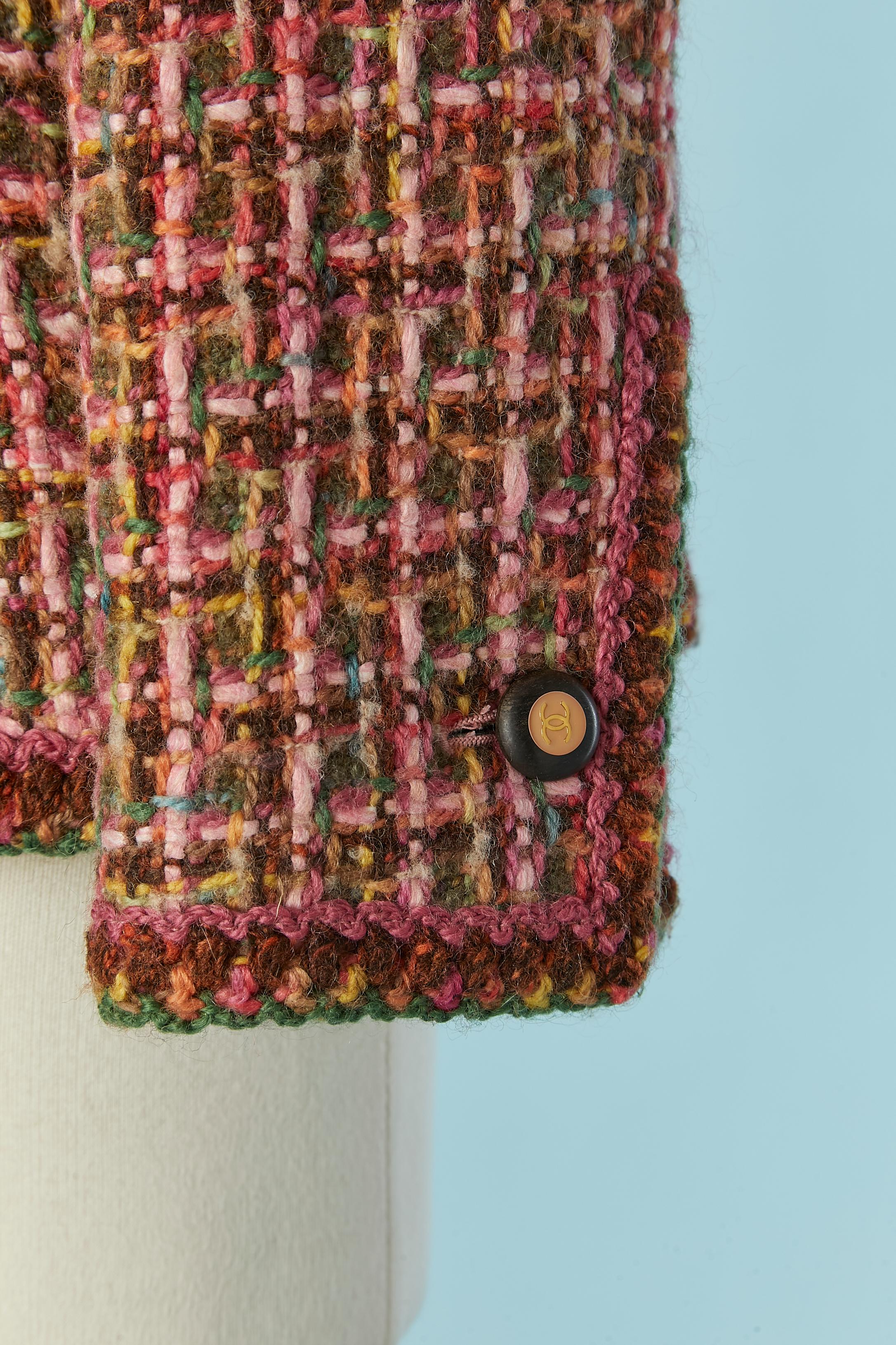 Giacca monopetto multicolore in tweed con cappello Chanel In condizioni ottime in vendita a Saint-Ouen-Sur-Seine, FR