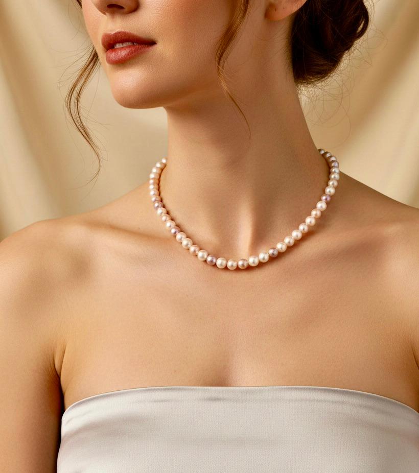 Perlina Collana di perle coltivate multicolore da 18