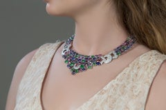 Collana multicolore con spinale, tanzanite, tsavorite e diamanti in oro bianco 18 carati