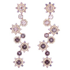 Multicolor Spinel Earrings with Ombre Sapphires & Diamond in 18 Karat Rose Gold