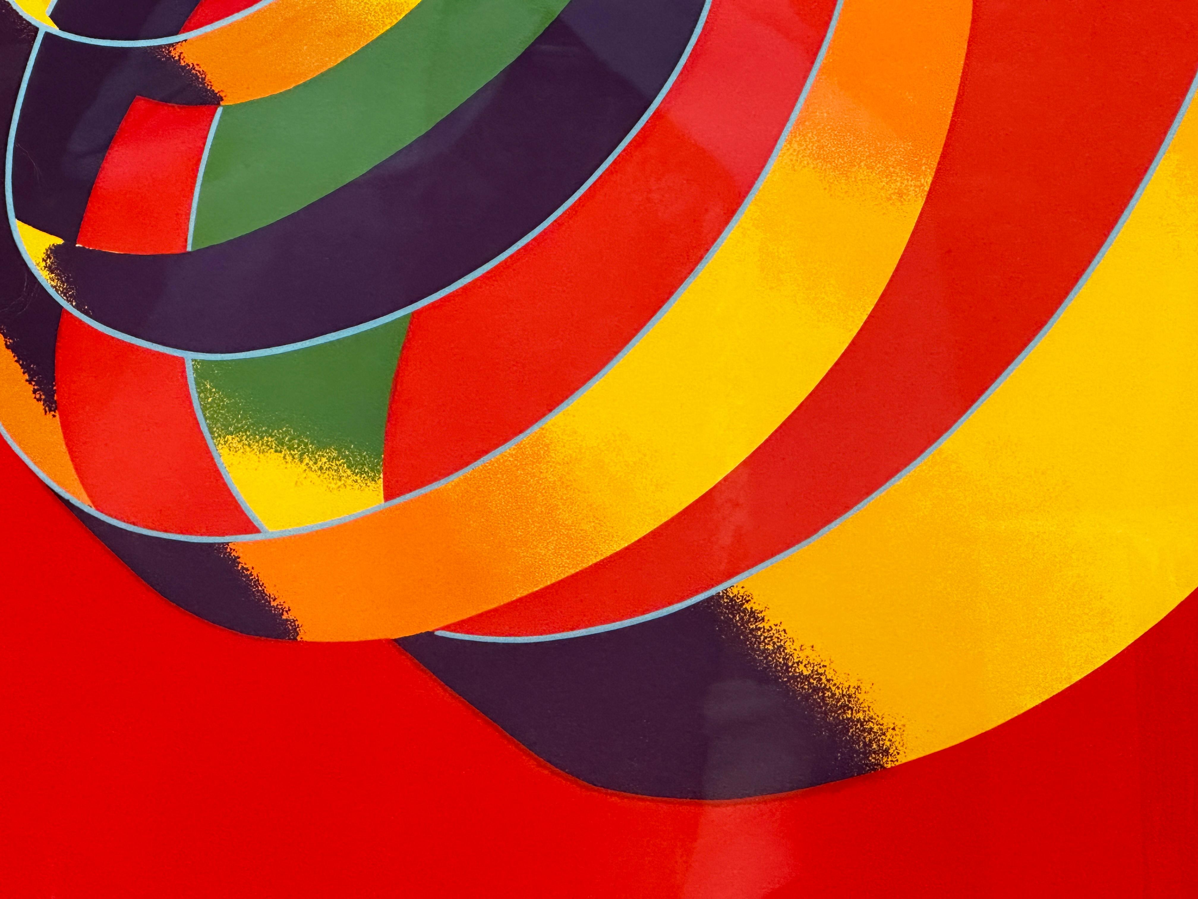 „Multicolor Spiral“ Geometrische Lithographie Abstrakt von Jack Brusca (Postmoderne) im Angebot