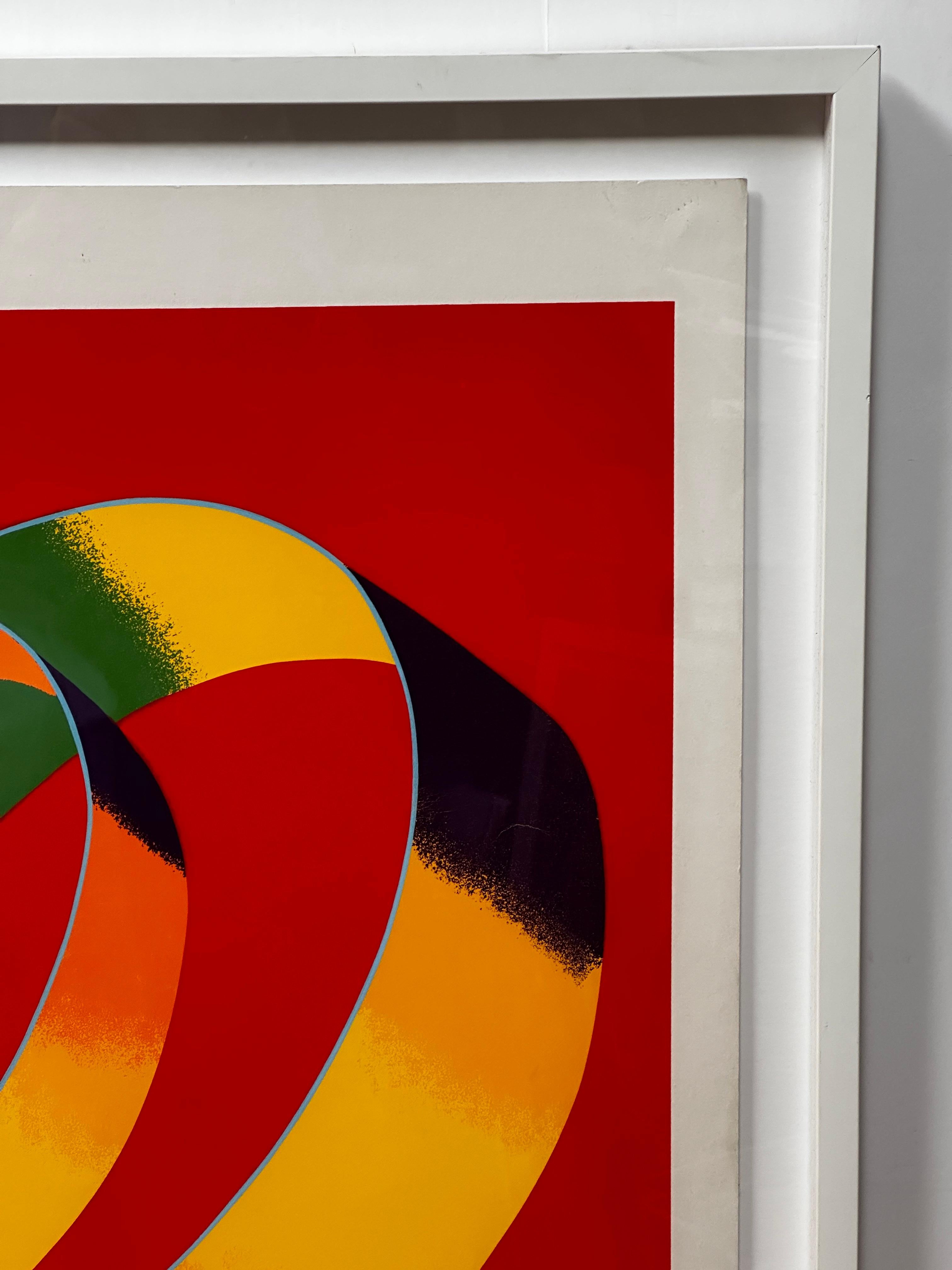 „Multicolor Spiral“ Geometrische Lithographie Abstrakt von Jack Brusca (Ende des 20. Jahrhunderts) im Angebot