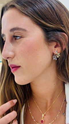 Multicolor Stone Mixshape Earring In 18K Yellow Gold