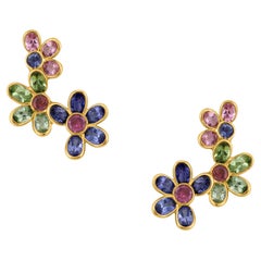 Multicolor Stone Mixshape Earring In 18K Yellow Gold