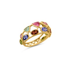Multicolor Stone Mixshape Ring In 18K Yellow Gold