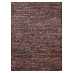 Multicolor Striated Pattern with Organic Texture Wool Rug 9'x12'