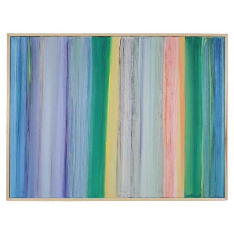Multicolor Stripe Framed Acrylic on Canvas For Sale
