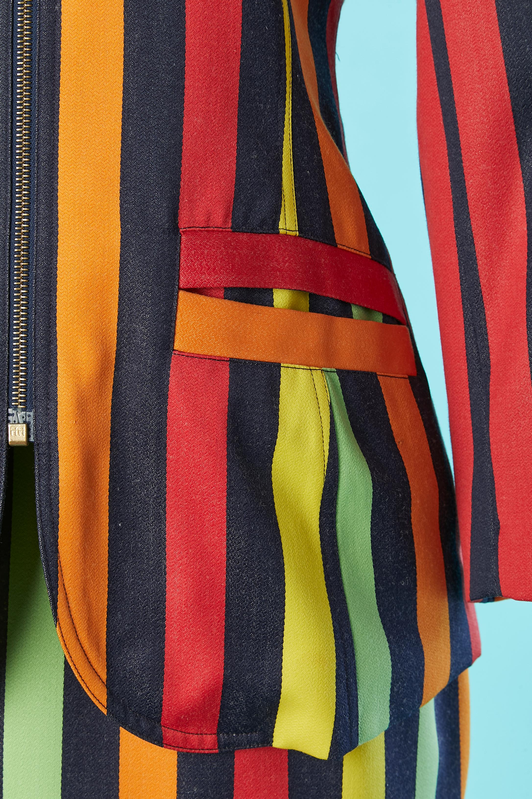 Beige Multicolor striped skirt-suit Emanuel by Emanuel Ungaro  For Sale