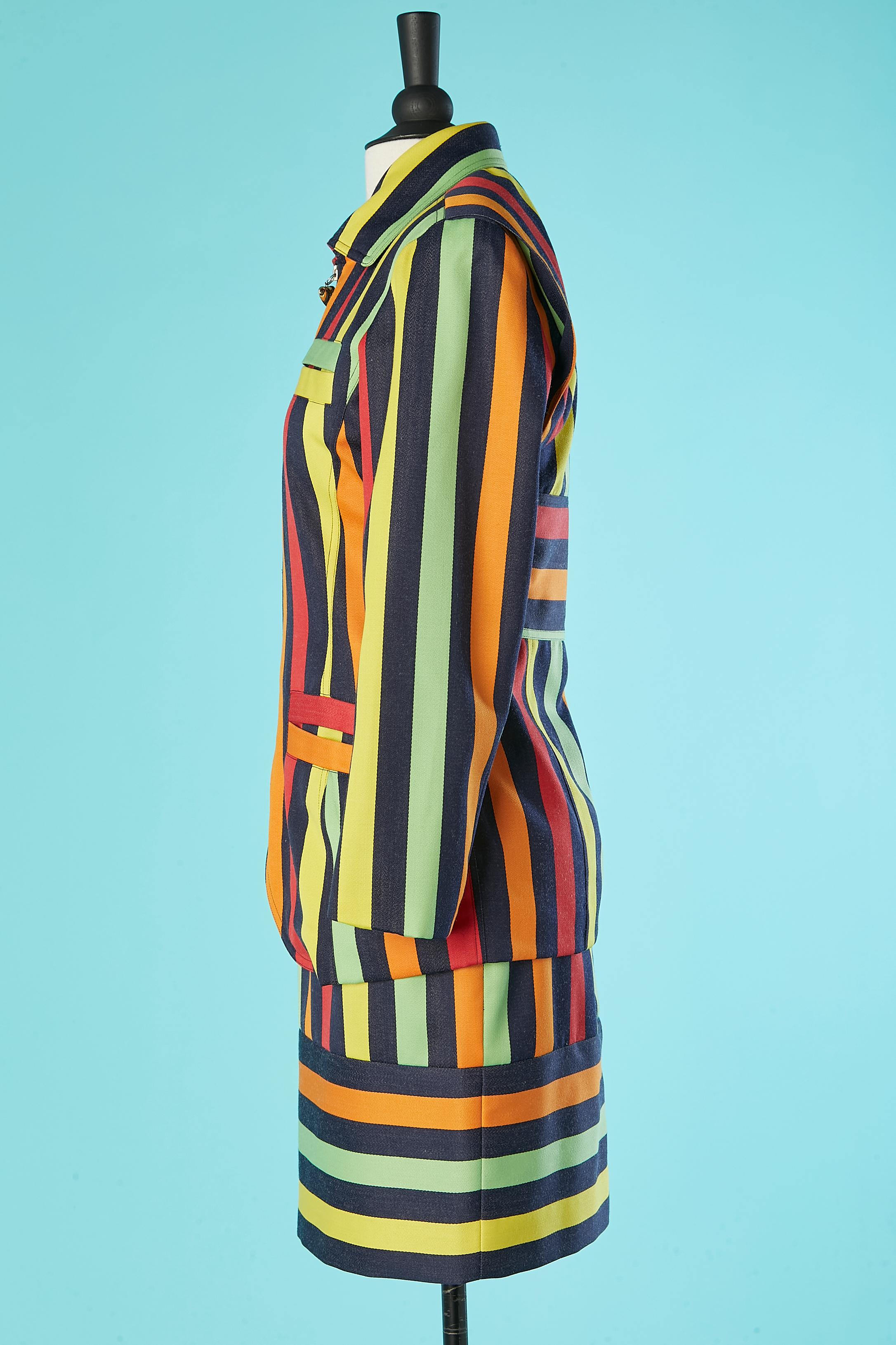 Combinaison jupe rayée multicolore Emanuel Ungaro  Excellent état - En vente à Saint-Ouen-Sur-Seine, FR
