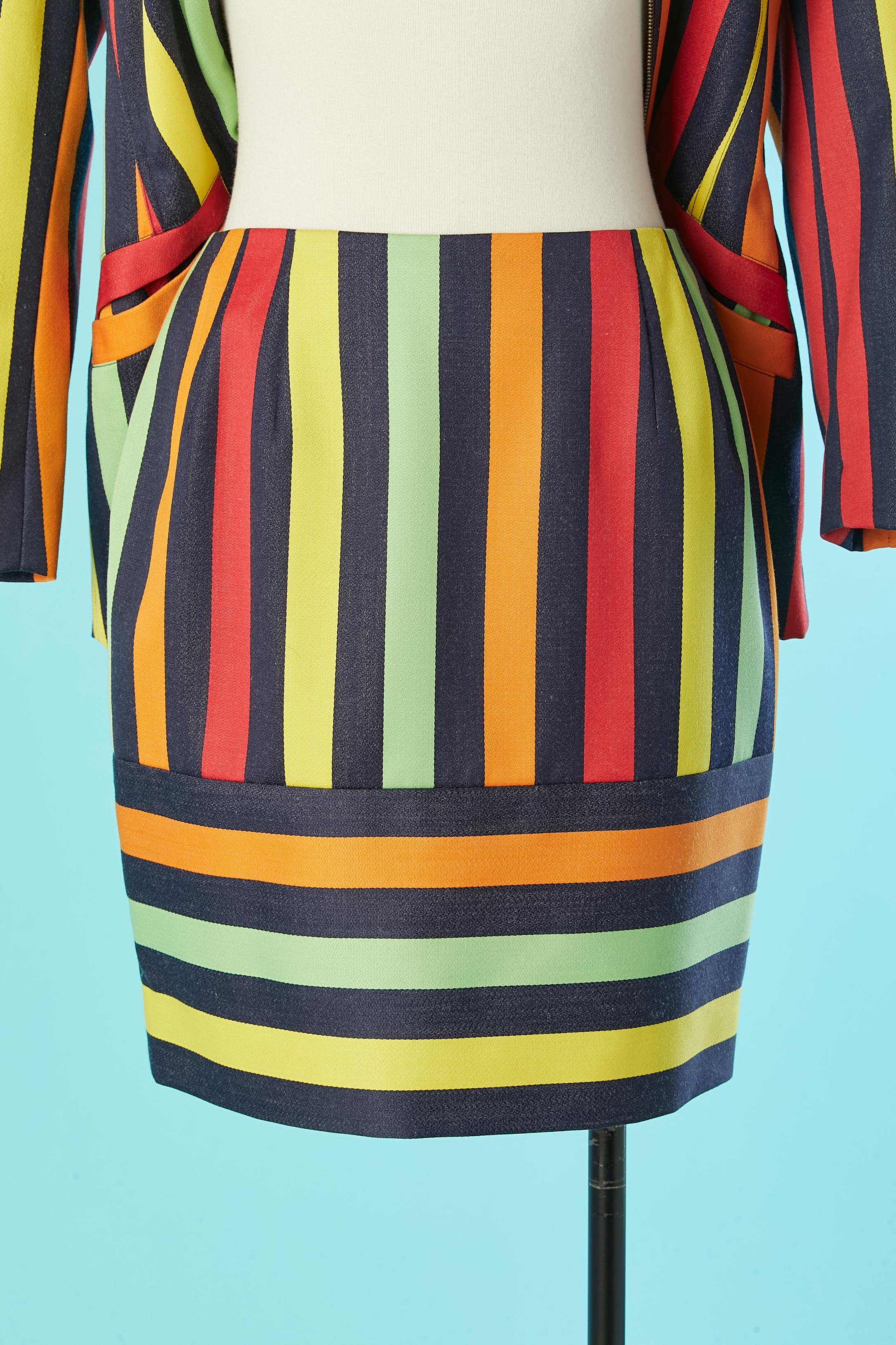 Combinaison jupe rayée multicolore Emanuel Ungaro  en vente 1