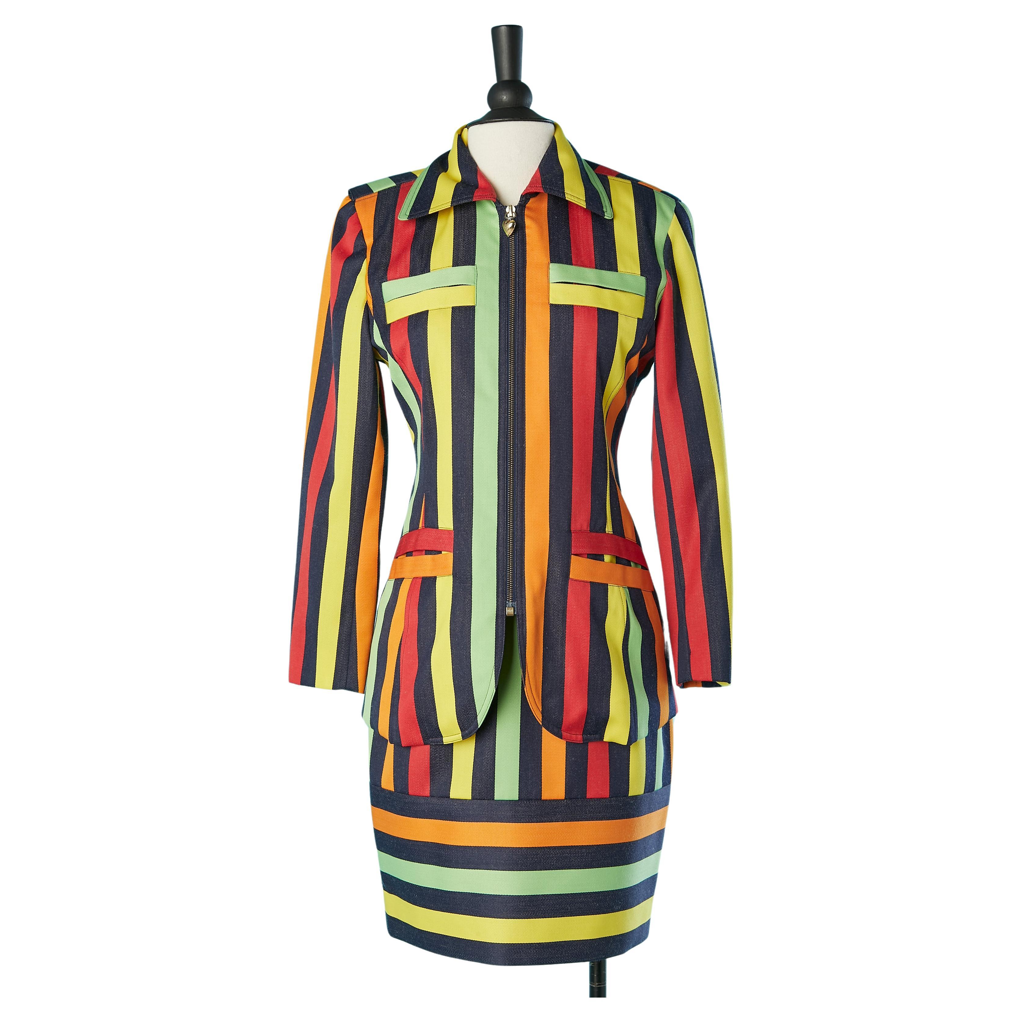 Multicolor striped skirt-suit Emanuel by Emanuel Ungaro  For Sale