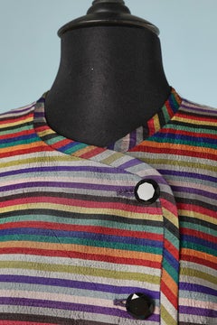 Multicolor stripes  cocktail skirt-suit in raw silk Christian Dior