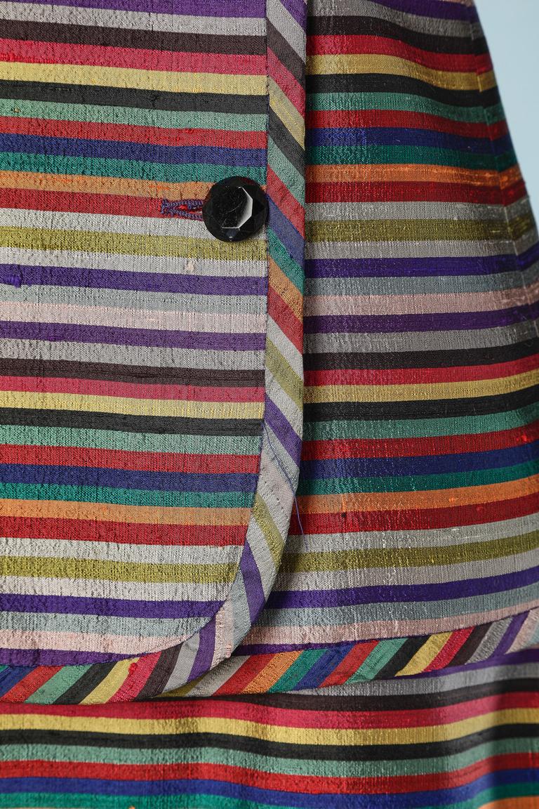  Multicolor stripes  cocktail skirt-suit in raw silk Christian Dior  In Excellent Condition In Saint-Ouen-Sur-Seine, FR