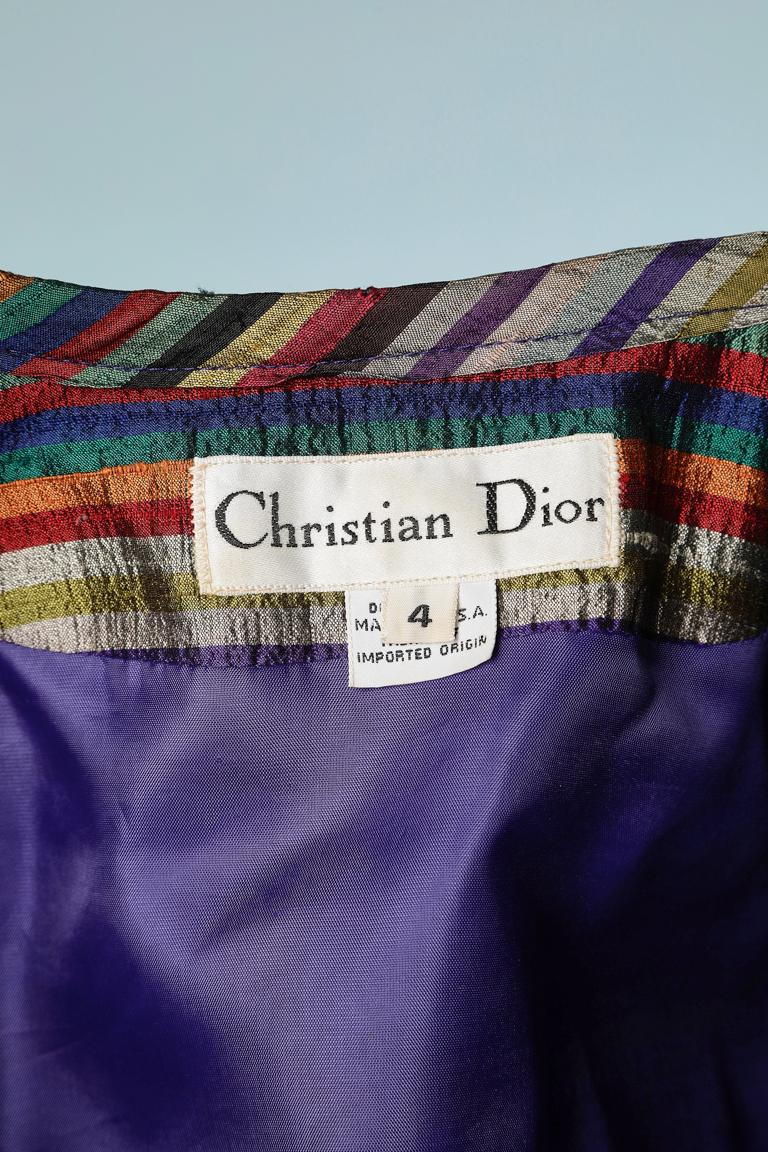  Multicolor stripes  cocktail skirt-suit in raw silk Christian Dior  3