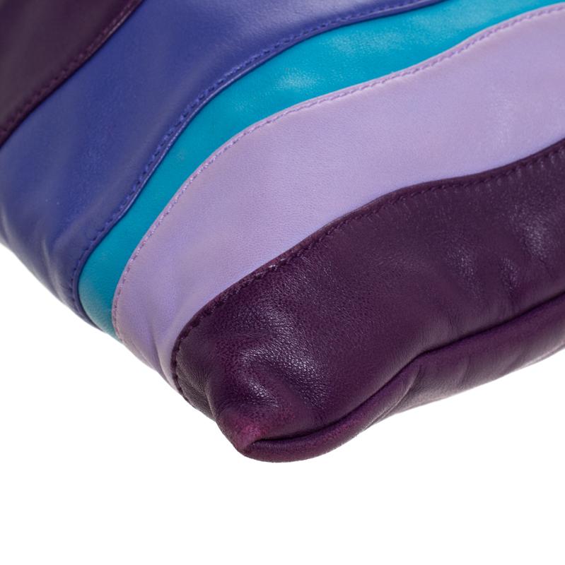 Women's Multicolor Stripes Leather Zip Clutch