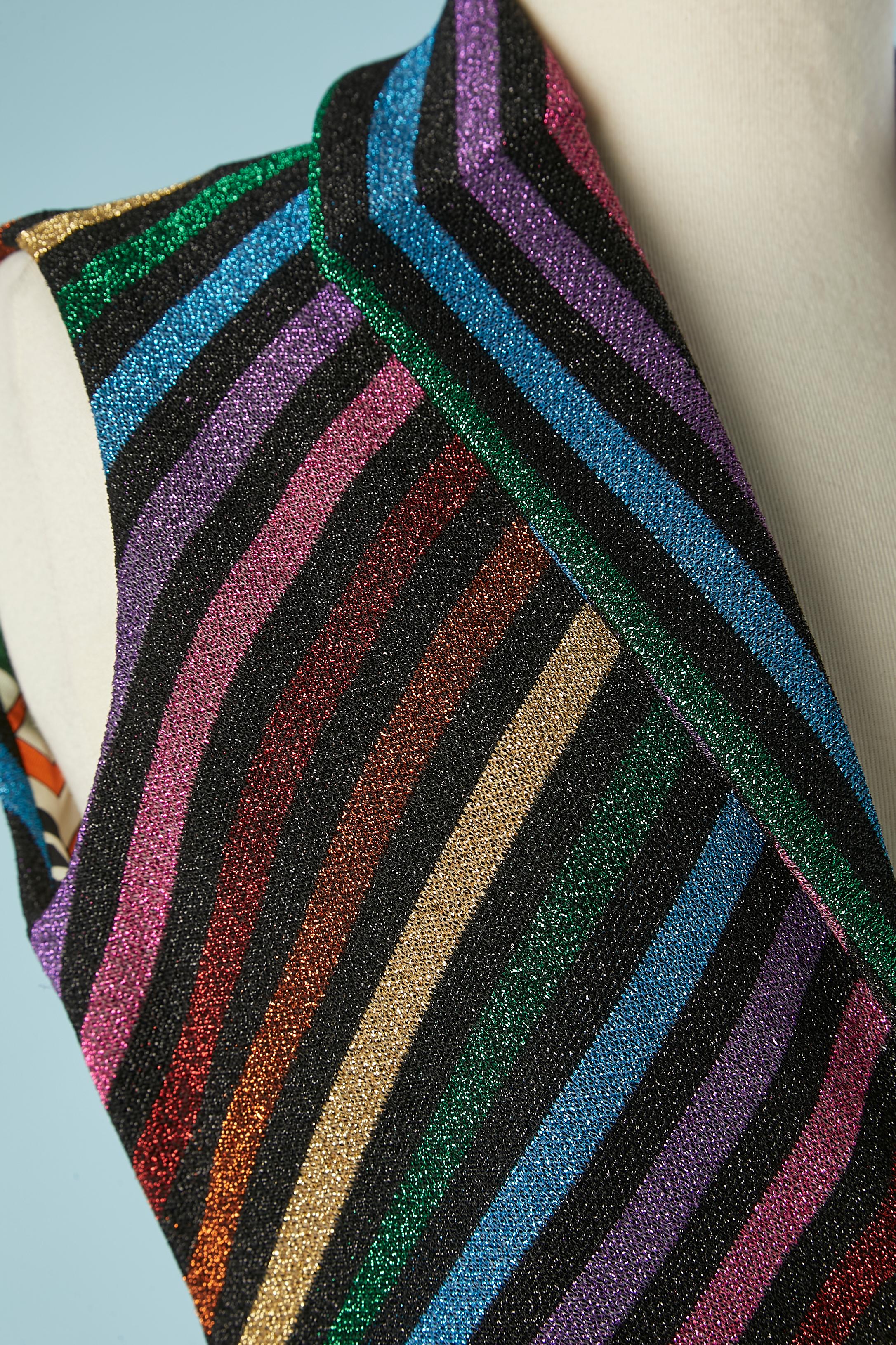 Nero Completo a righe multicolor in lurex con bottone rosa Gucci by Alessandro Michele in vendita