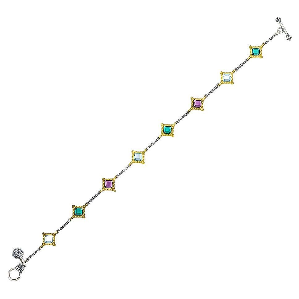 Reversible Link Bracelet with Swarovski and Gemstones ~ Dimitrios
