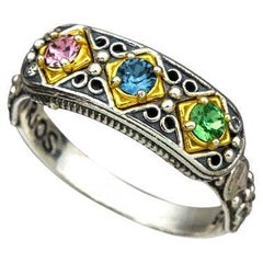 Multicolor Swarovski Crystals Sterling Silver Ring, Dimitrios Exclusive D100 