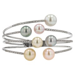 Bracelet de perles de Tahiti et des mers du Sud multicolores et de diamants