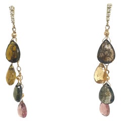 Pendientes Paradizia de Turmalina Multicolor y Diamantes