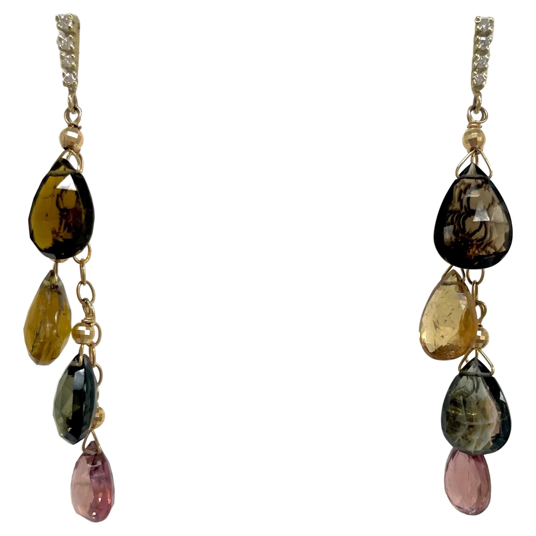 Mehrfarbige Ohrringe mit Turmalin und Diamanten Paradizia