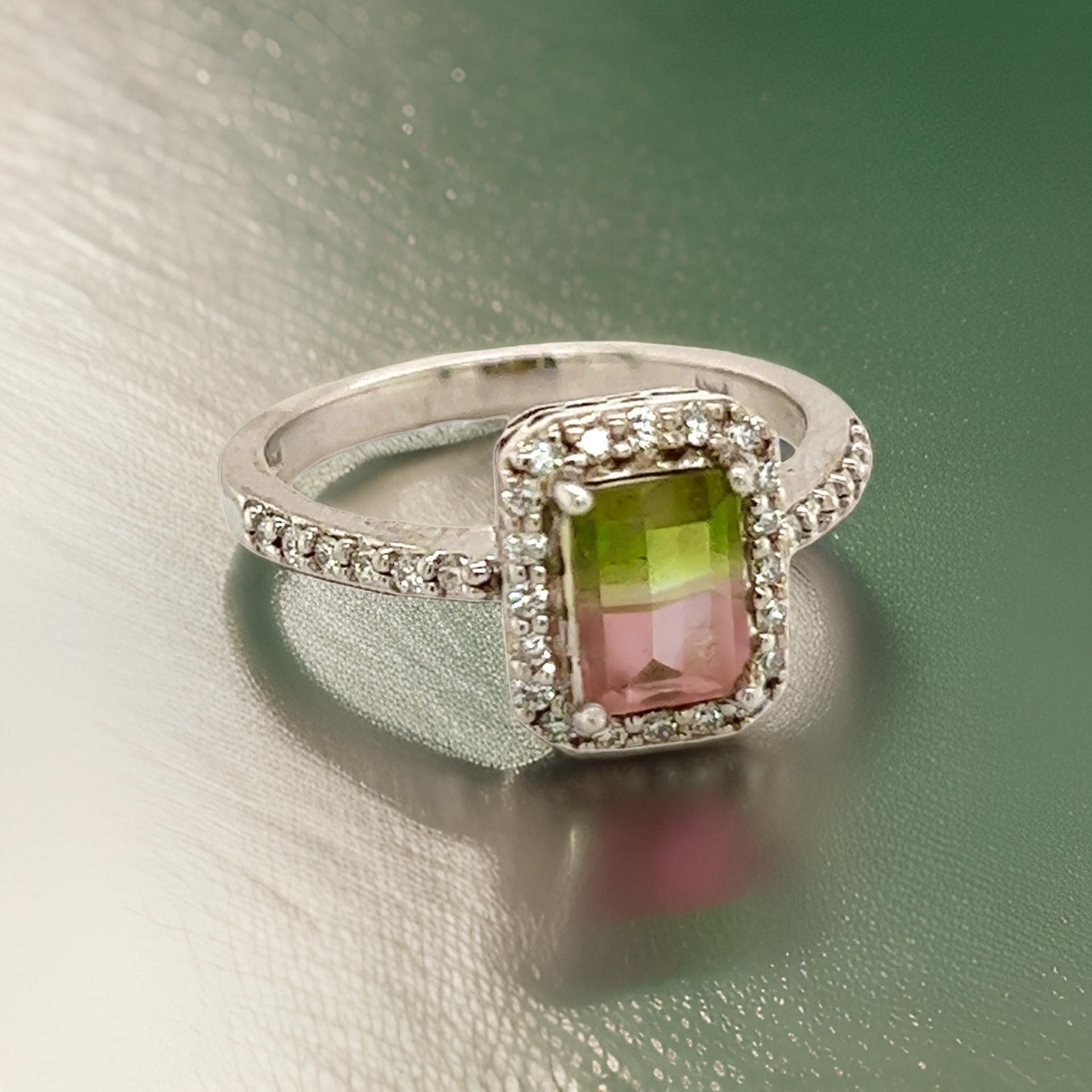 Multicolor Tourmaline Diamond Ring 14k Gold 1.15 TCW Certified For Sale 4