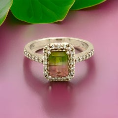 Multicolor Tourmaline Diamond Ring 14k Gold 1.15 TCW Certified