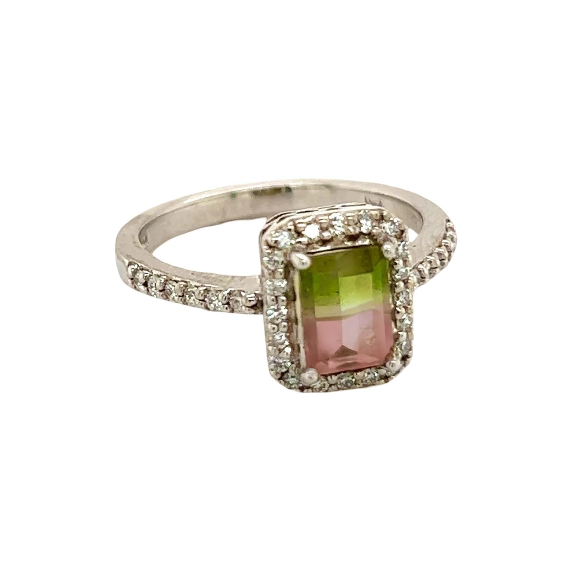 Women's Multicolor Tourmaline Diamond Ring 14k Gold 1.15 TCW Certified For Sale