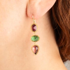 Multicolor Tourmaline Trio Earrings