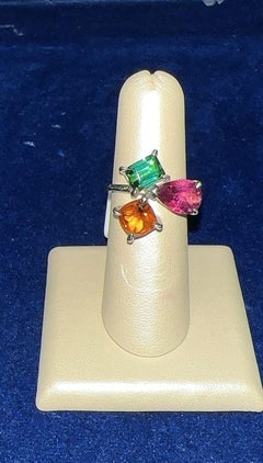 Multicolor Tourmaline White Ring