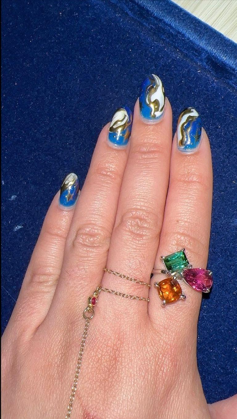Anello con tormalina multicolore bianca In condizioni Nuovo in vendita a Miami, FL