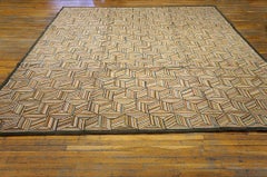 Multicolor Treedimensional Square Brown Color Contemporary American Hooked Rug