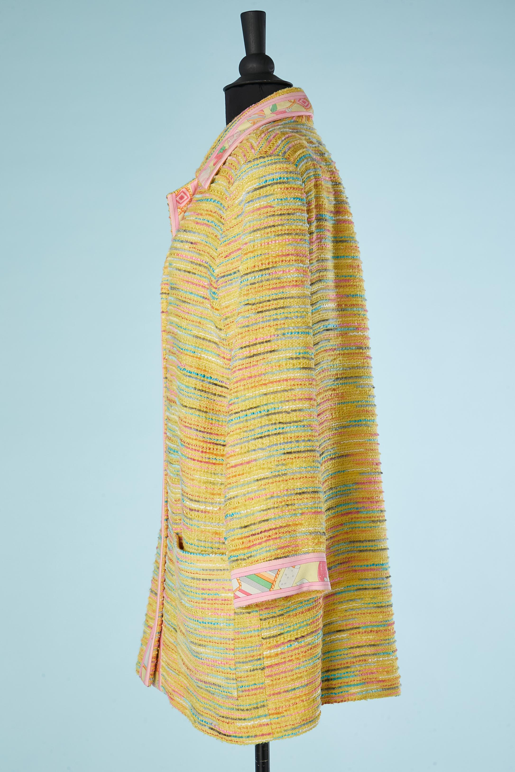 Robe longue en tweed multicolore à simple boutonnage  Veste avec boutons de marque  Léonard  Pour femmes en vente
