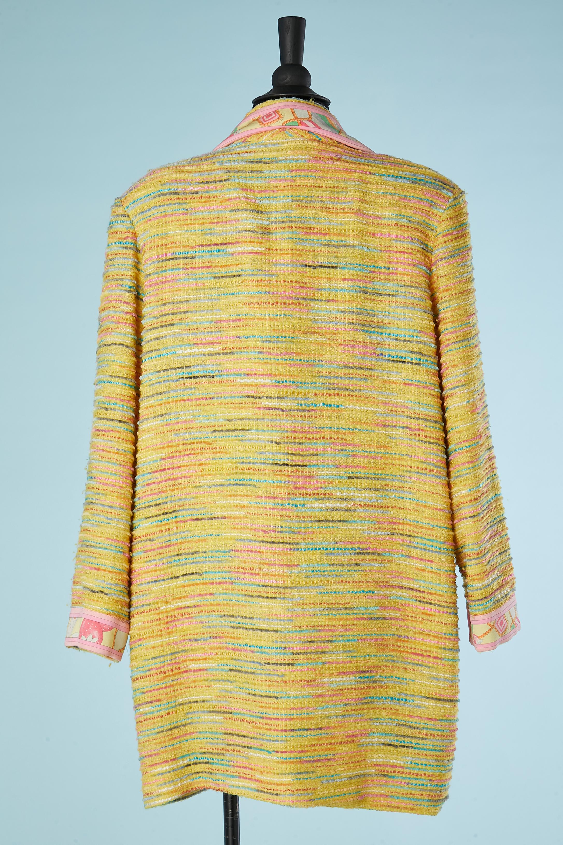 Robe longue en tweed multicolore à simple boutonnage  Veste avec boutons de marque  Léonard  en vente 1