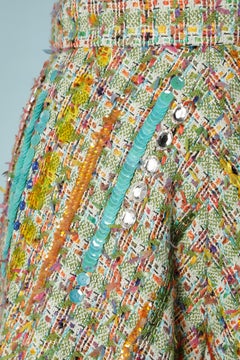 Multicolor tweed short with sequins, rhinestone and beads embroideries  Rochas