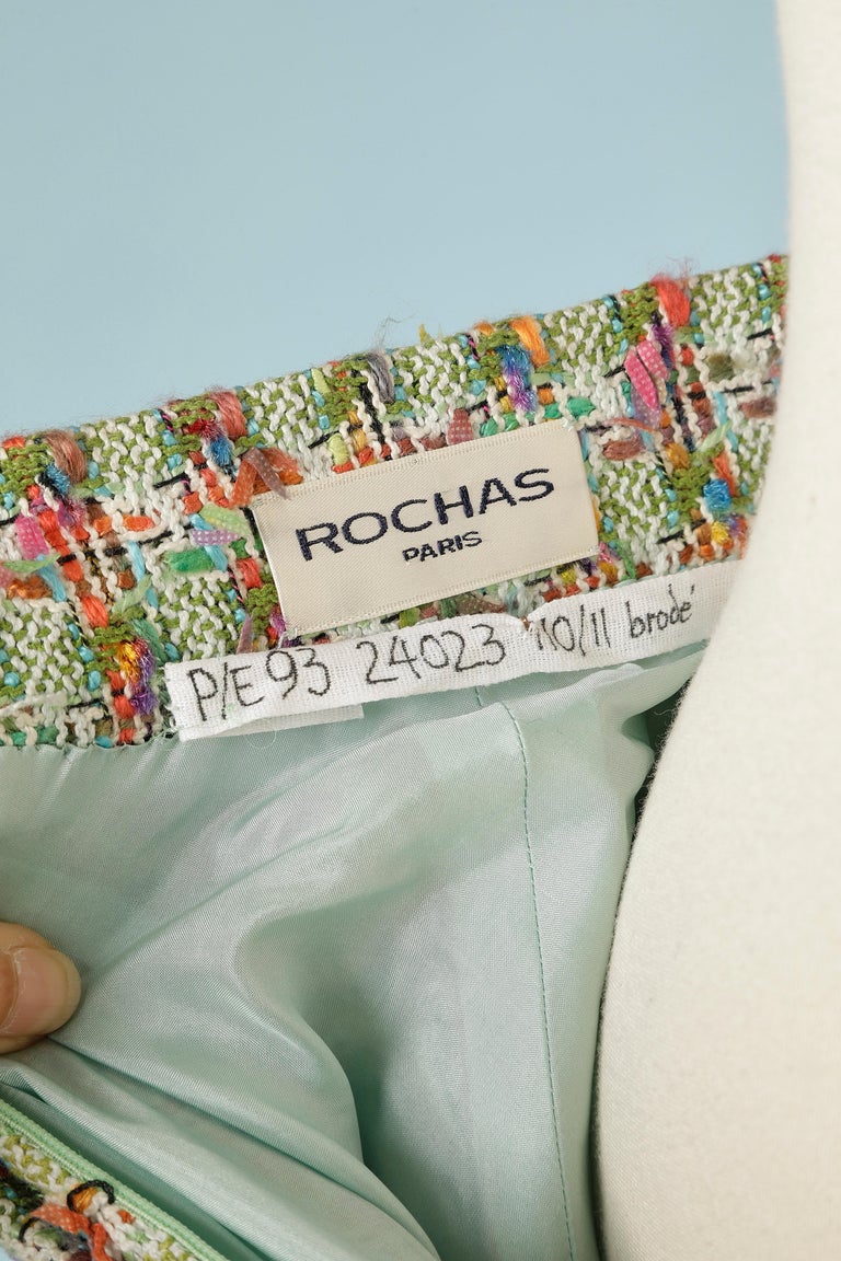 Multicolor tweed short with sequins, rhinestone and beads embroideries  Rochas  For Sale 4