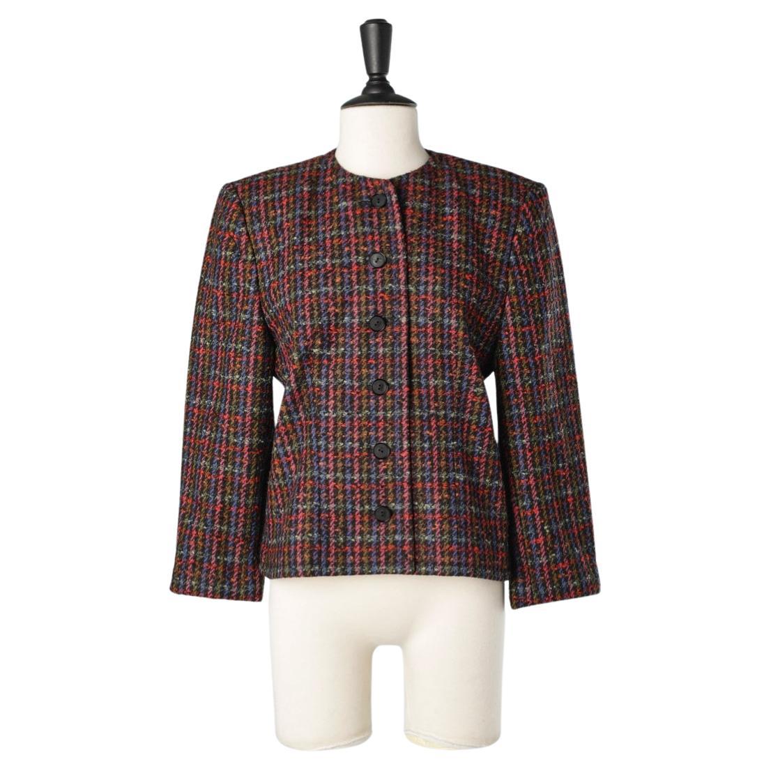 Multicolor tweed single breasted jacket Givenchy Style  For Sale