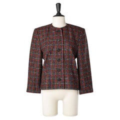 Chaqueta de tweed multicolor de un solo pecho Estilo Givenchy 