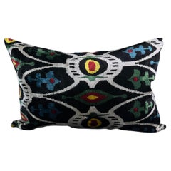 Multicolor Velvet Silk Ikat Pillow Cover
