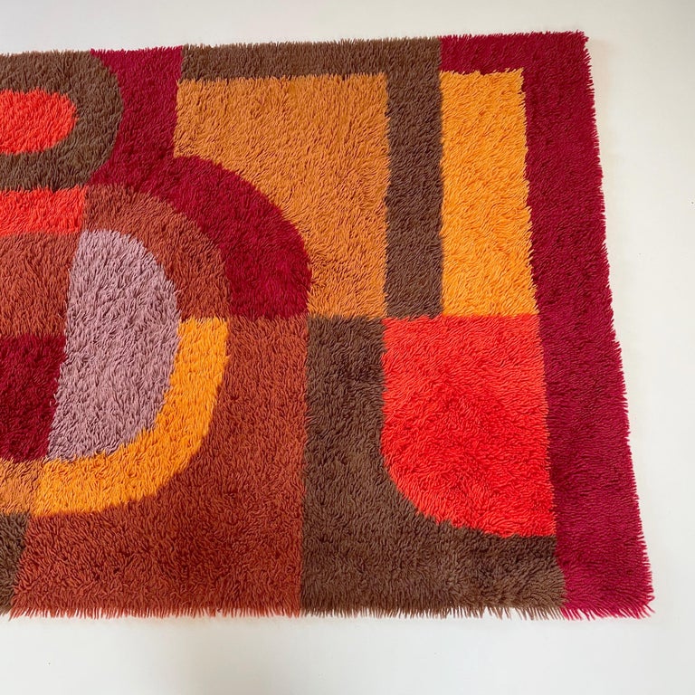 Multi-Color Vintage 1970s Modernist High Pile Panton Style Rug, Germany ...
