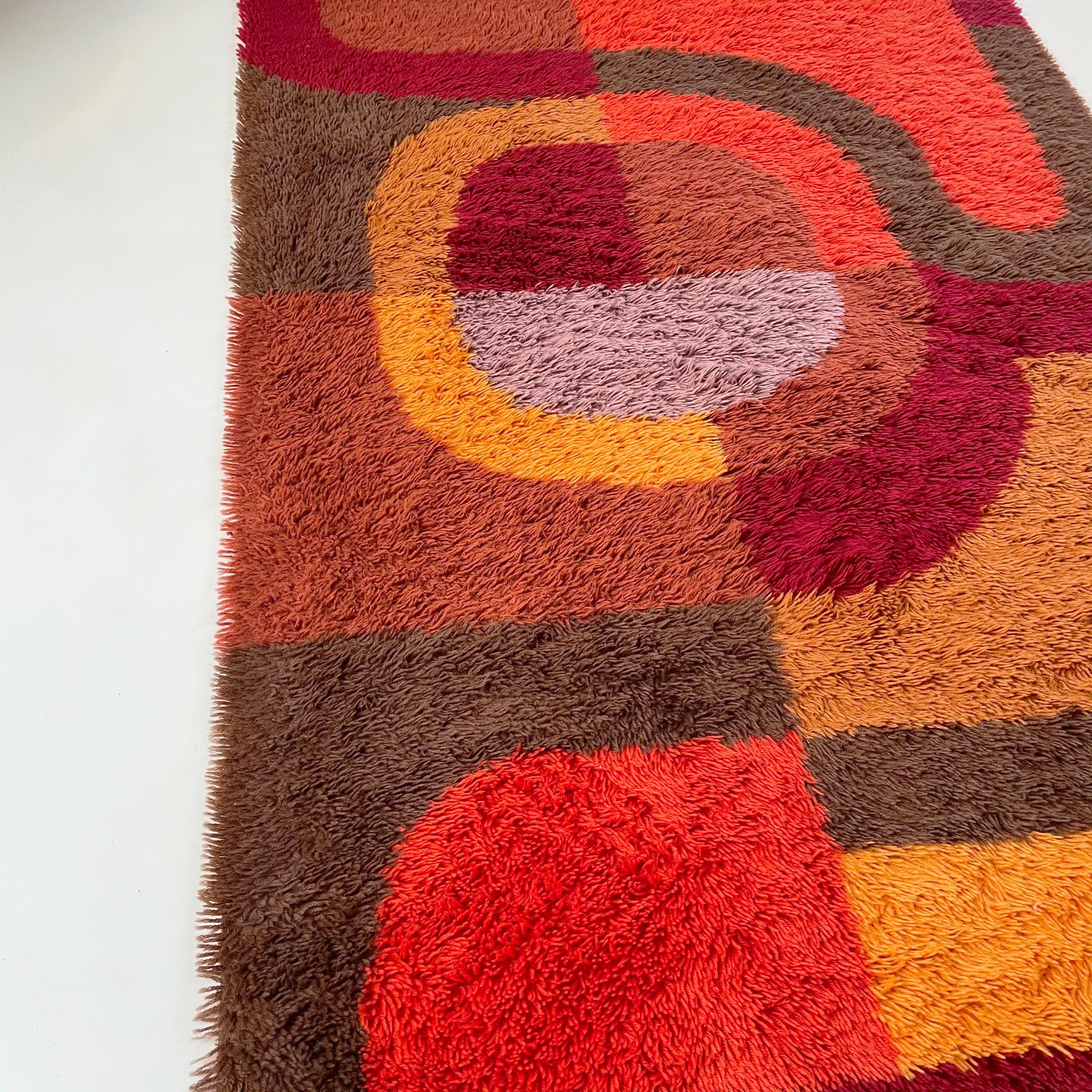 Multi-Color Vintage 1970s Modernist High Pile Panton Style Rug, Germany, 1970s 9