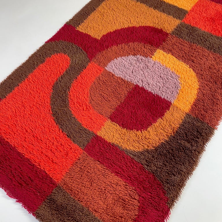 Multi-Color Vintage 1970s Modernist High Pile Panton Style Rug, Germany ...