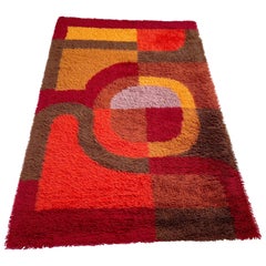 Multi-Color Vintage 1970s Modernist High Pile Panton Style Rug, Germany, 1970s