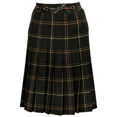 Multicolor Vintage Celine Pleated Plaid Skirt