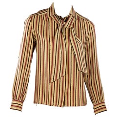 Multicolor Vintage Celine Striped Silk Blouse