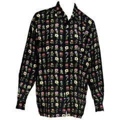 Multicolor Vintage Gianni Versace Floral Silk Blouse