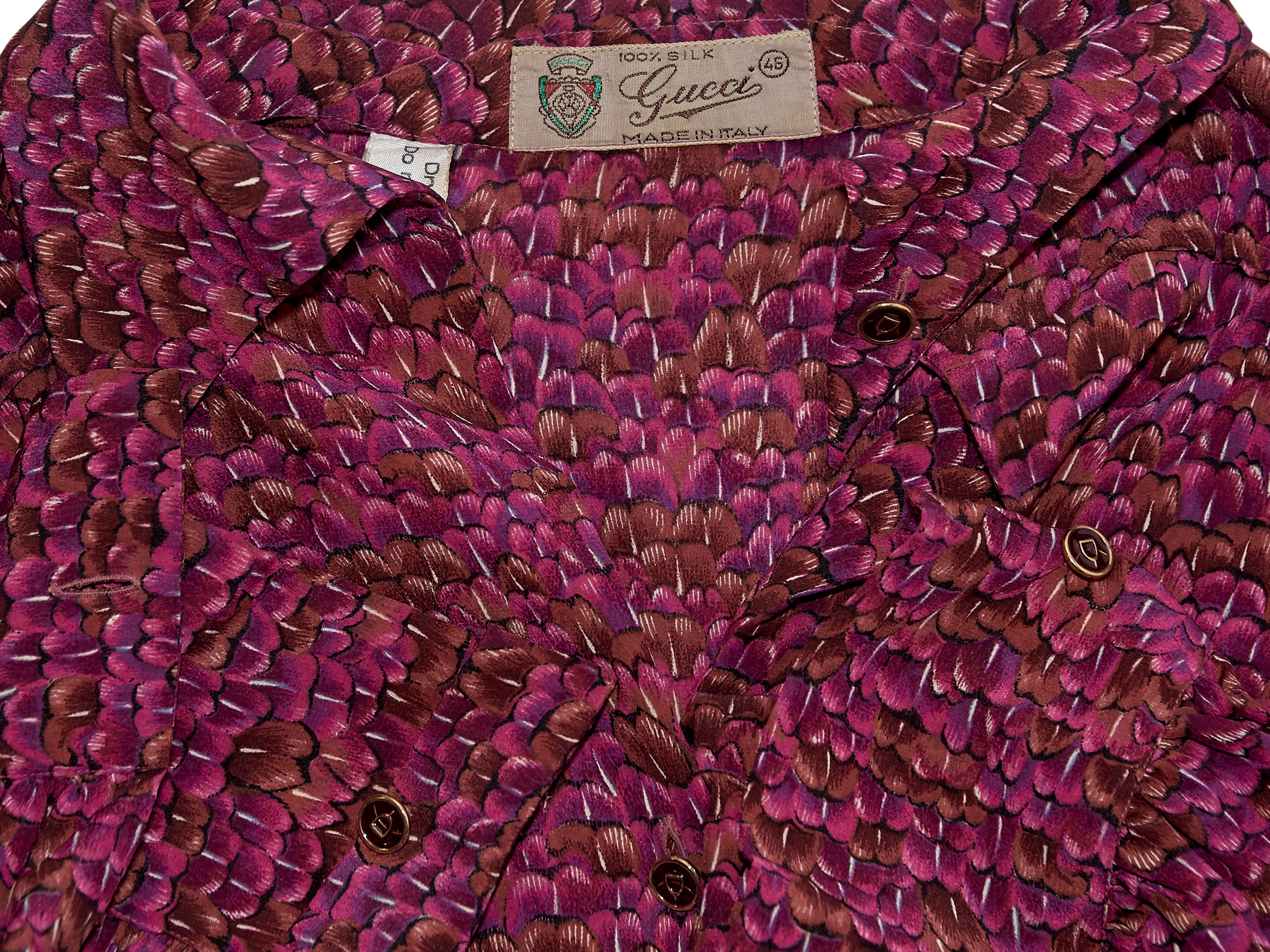 Women's Multicolor Vintage Gucci Printed Silk Blouse