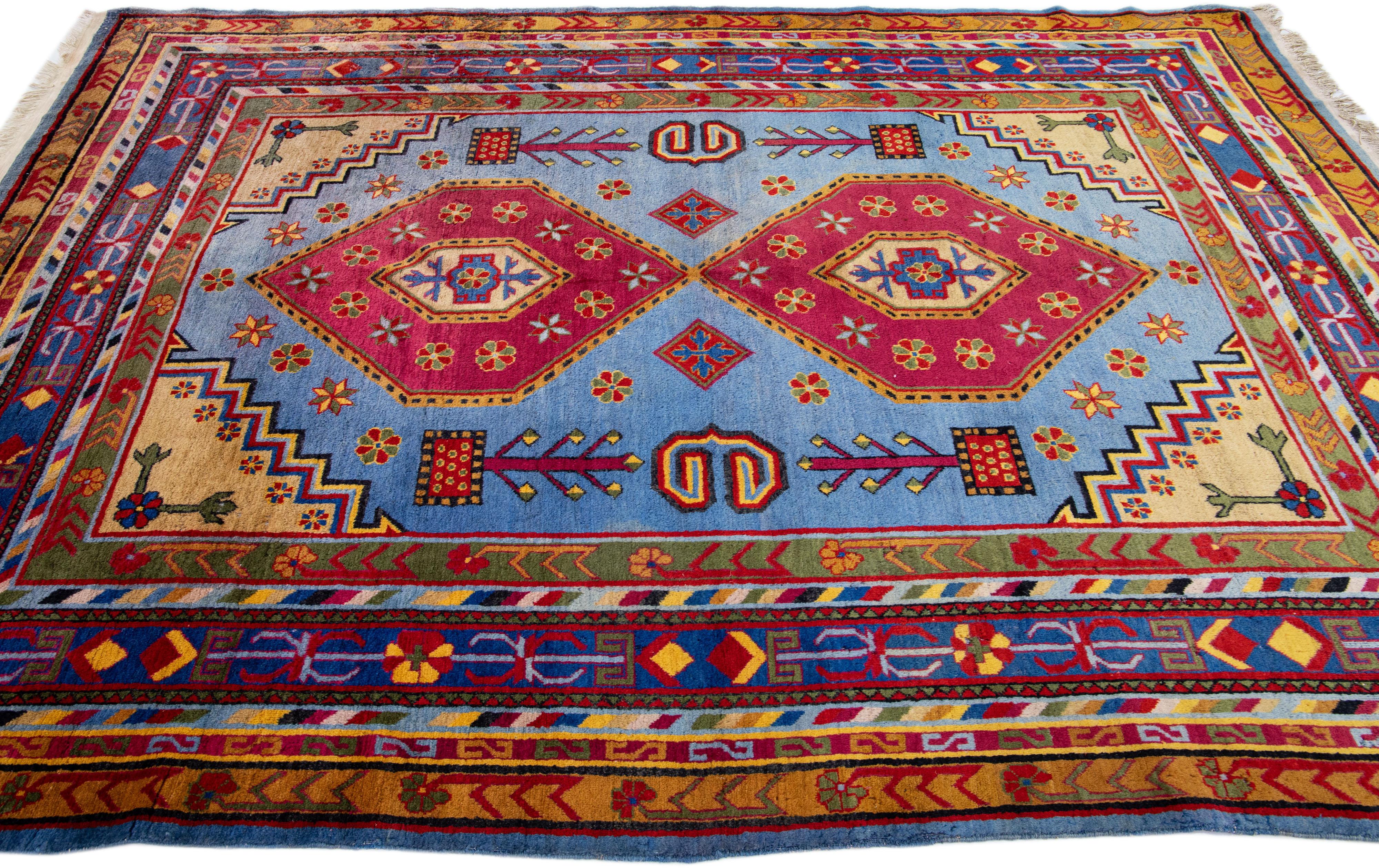 Multicolor Vintage Khotan Handmade Persian Wool Rug In Good Condition For Sale In Norwalk, CT