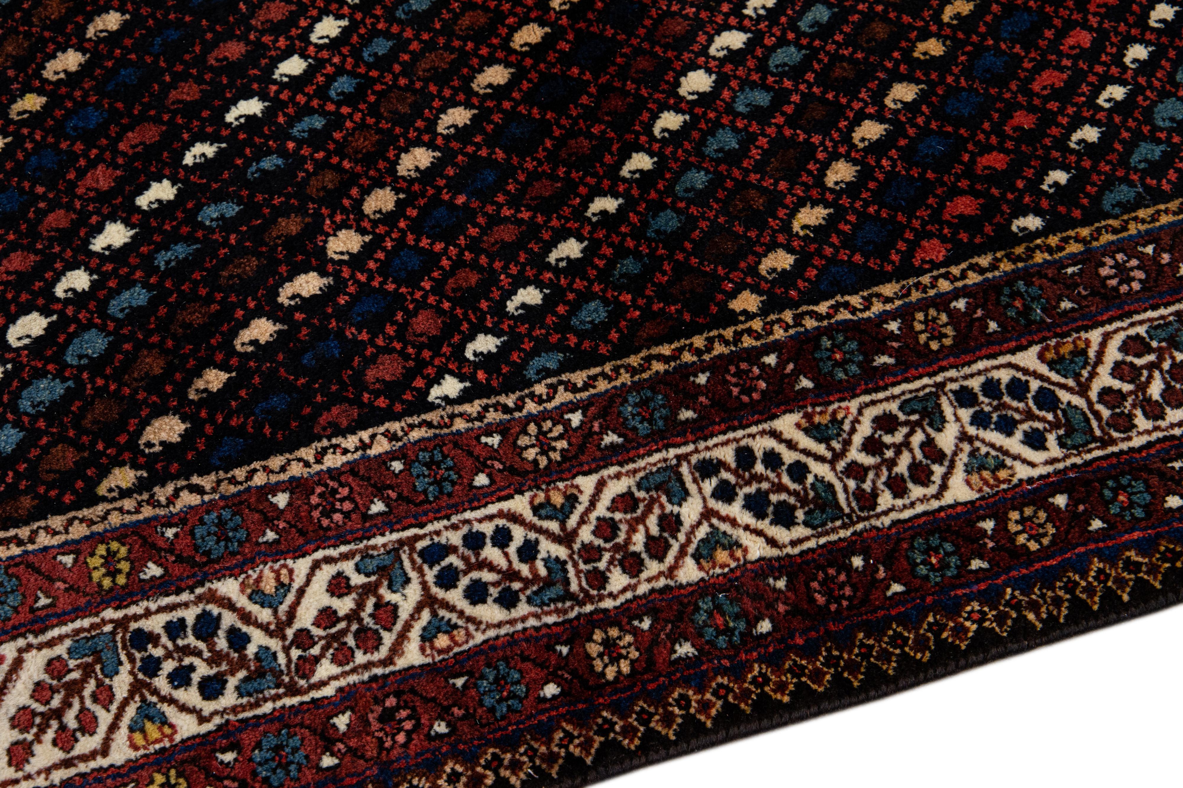 Multicolor Vintage Kurd Handmade Geometric Designed Wool Runner In Good Condition For Sale In Norwalk, CT