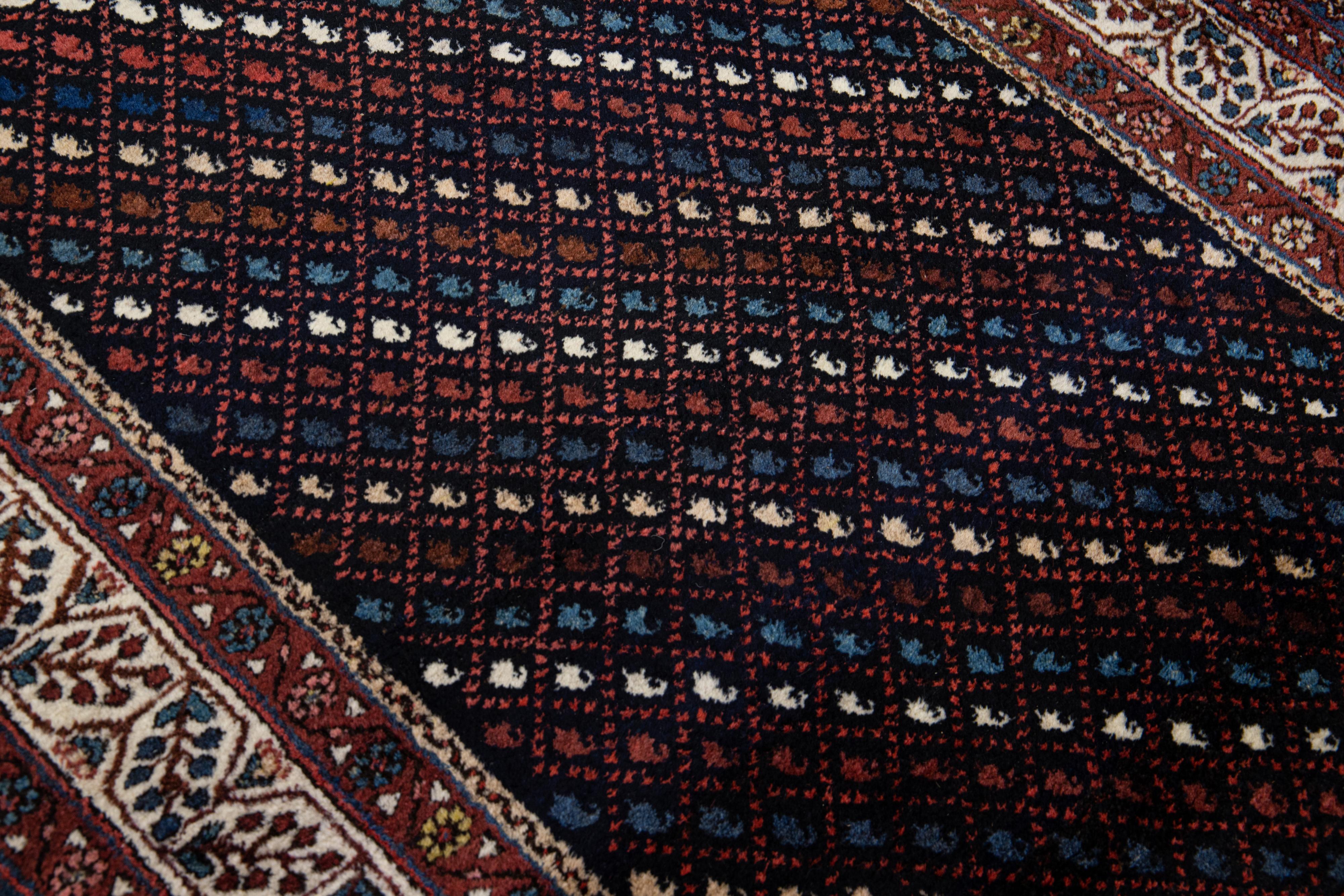 Multicolor Vintage Kurd Handmade Geometric Designed Wool Runner For Sale 1